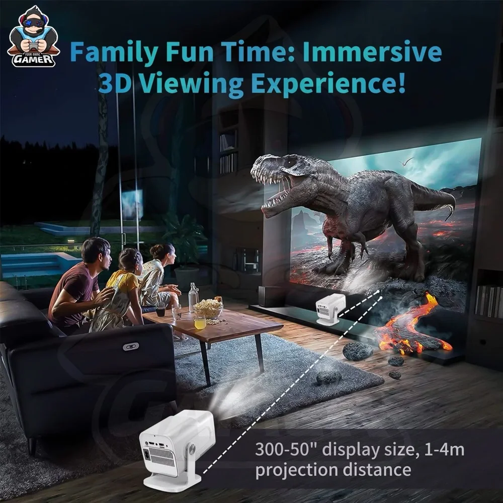 White Projector with Remote and Controllers